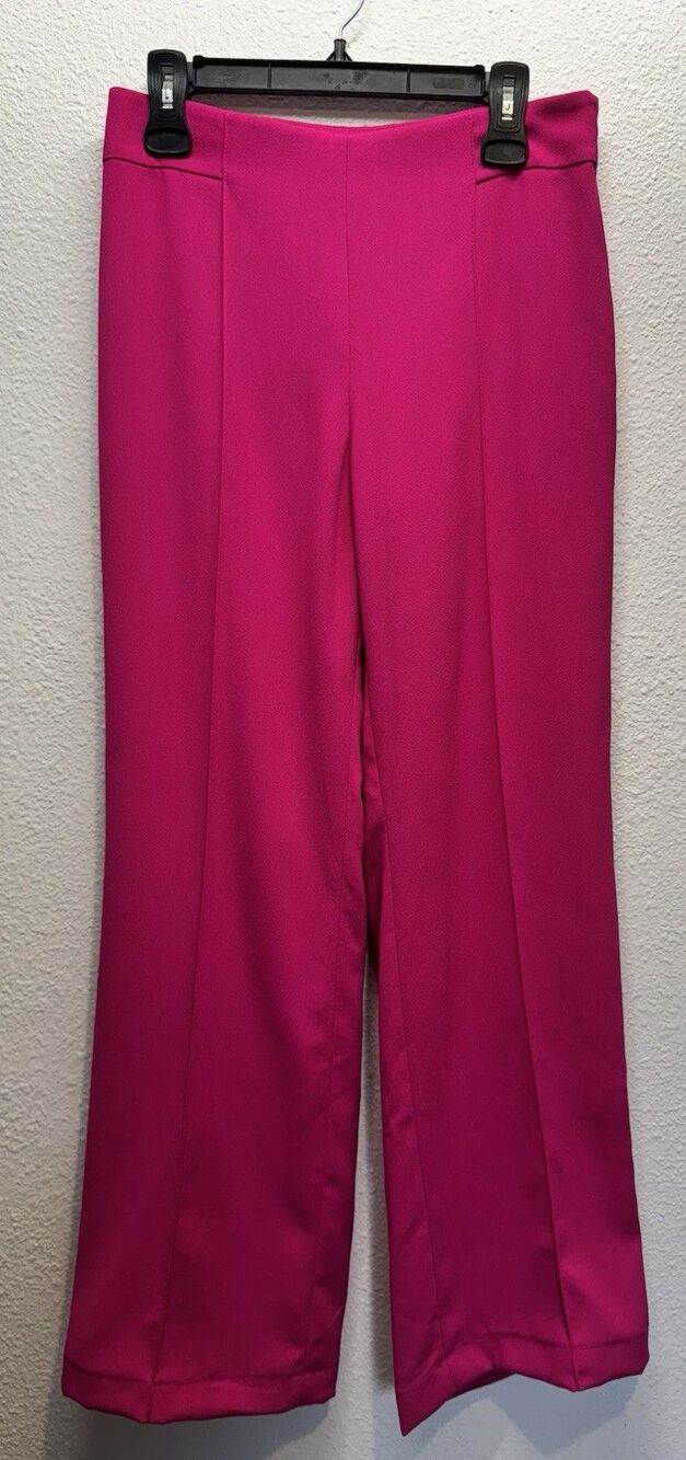 ZARA Women's Flowy Wide Leg Pants Hot Pink-Fuschia Dress Pants Size M